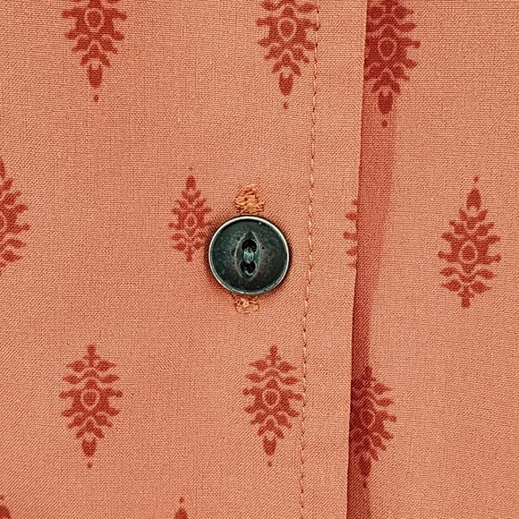 Orvis Women's Poly Stretch Printed Button Front Shirt Orange- L - Picture 5 of 8